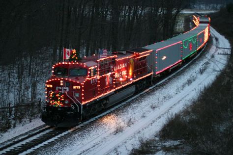 the christmas train                                                                                                                                                      More Canadian Christmas, Holiday Train, Christmas Phone Wallpaper, O Canada, Old Trains, Train Pictures, Christmas Train, Steam Trains, Train Tracks