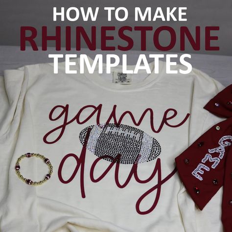 Diy Rhinestone Shirt, Rhinestone Football, Cricut Accessories, Rhinestone Templates, Rhinestone Designs Templates, Rhinestone Halloween, Rhinestone Designs Pattern, Rhinestone Projects, Rhinestone Shirts