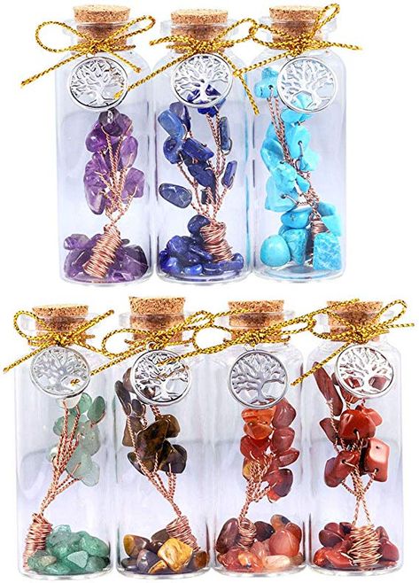 Crystal Jewelry Diy, Crystal Healing Chart, Reiki Stones, Amethyst Tumbled, Crystal Chips, Indoor Fountain, Money Tree, Miniature Bottles, Crystal Tree