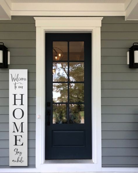 Welcome to Our Home Stay Awhile Large Vertical Welcome | Etsy Welcome To Our Porch, Farmhouse Welcome Sign, Rustic Front Porch, Wood Welcome Sign, Entryway Porch, Wood Farmhouse, Handmade Wood Signs, Welcome To Our Home, Handmade Signs