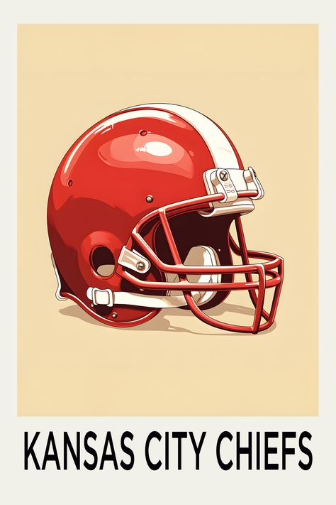 Nfl Poster, Football Coach Gifts, Poster Football, Art Football, Nfl Gifts, Kansas City Chiefs Football, Sports Poster, Chiefs Football, Coach Gift