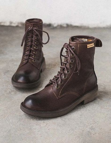 Mara Lafontan, Vintage Leather Boots, Flats Boots, Old Boots, Summer Boots, Oxford Boots, Low Heel Boots, Black Combat Boots, Dark Coffee