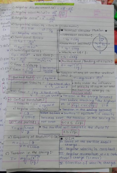 Circular Motion Formula Sheet, Rotational Dynamics Physics Notes, Circular Motion Physics Notes, Motion In A Plane Physics Notes, Colourful Notes, Biology Class 12, Motion Physics, Creative Notes, Certificate Of Recognition Template