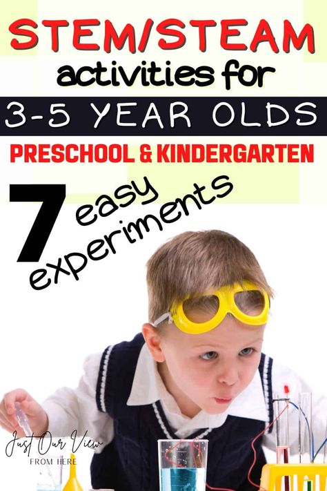 Fun & Easy Stem Activities For 3-5 Year Olds ~ Just Our View From Here Science For 3 Yrs Old, Activities For 4 Year Boy, Activities For 5 Year Boy, Crafts For 4 Year Boys, Crafts For 5 Year Boys, Five Year Old Activities, Stem Preschool Activities, Preparing For Kindergarten, Easy Stem Activities