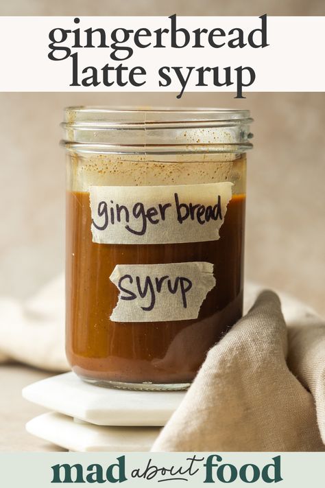 Gingerbread Latte Syrup, Homemade Coffee Syrup, Gingerbread Syrup, Cleaner Eating, Gingerbread Latte, Homemade Syrup, Homemade Coffee, Coffee Syrup, Coffee Drink Recipes