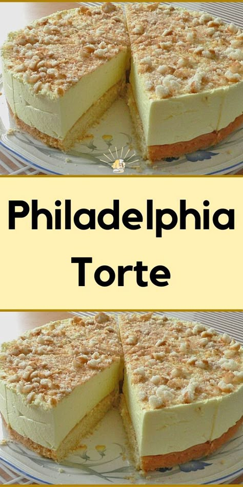 Philadelphia Torte | Kuchen rezepte einfach, Philadelphia torte ohne backen, Kuchen und torten rezepte Philadelphia Torte, Cake Recipes Easy Homemade, Gateaux Cake, Indulgent Desserts, Easy Cake Recipes, Easy Cake, Cake Desserts, Philadelphia, Cake Recipes