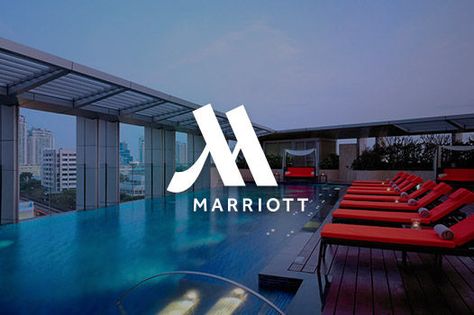 rooftop pool and Marriott Hotels logo Marriot Hotel, Marriott Bonvoy, Hotel Logo, H Hotel, Hotel Branding, Hospitality Management, Marriott Hotels, Rooftop Pool, Luxury Vacation