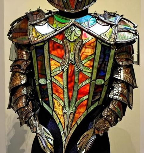 Armor made of stained glass Stained Glass Outfit, Stained Glass Armor, Glass Armor, Bard Character, 2024 Illustration, Dnd Bard, Dnd Inspiration, Stained Glass Gifts, Mind Palace