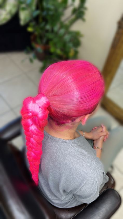 Pink Barbie Ponytail, Pink Braided Ponytail, Black And Pink Barbie, Pink Ponytail, Digital Hair, Barbie Ponytail, 2023 Barbie, Short Locs, Short Locs Hairstyles