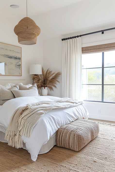 42 Cozy Farmhouse Bedroom Designs + Secrets Which Make This Design Style Timeless - Edward George Boho Coastal Bedroom, Beachy Boho Bedroom, Cozy Farmhouse Bedroom, Deco Jungle, Summer Bedroom, Beachy Boho, Coastal Bedrooms, Coastal Bedroom, Boho Bedroom Decor