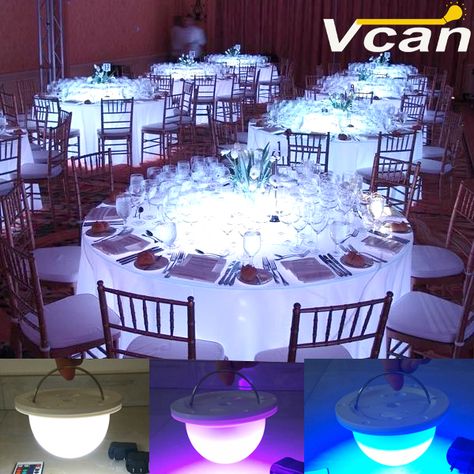 NEW DHL Portable Wireless Battery operated Under table led light for wedding table decoration Round Balcony, Lights For Wedding, Glow Table, Christmas Lights Outside, Table Lights, Event Lighting, Halloween Wedding, Patio Table, Wedding Lights