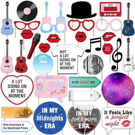 Taylor Swift Birthday Decorations 2024: Banners, Photo Booth, & More Lyrics Photo, Photo Booth Props Birthday, Taylor Swift Birthday Party Ideas, Birthday Music, Lover Photo, Girls Party Decorations, Girls Party Favors, Taylor Swift Party, Taylor Swift Birthday