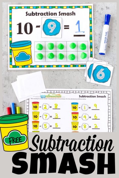 Cake Playdough, Subtraction Games Kindergarten, Kindergarten Subtraction Activities, Subtraction Preschool, Teaching Subtraction, Math Centres, Subtraction Kindergarten, Tracing Numbers, Subtraction Games