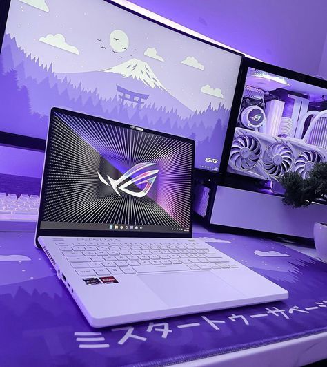 Asus Gaming Laptop, Laptop Asus Aesthetic, Gaming Laptop Aesthetic, Rog Zephyrus G14, Laptop Setup, Gamer Laptop, Laptop Gaming Setup, Asus Rog Zephyrus, Gaming Gadgets