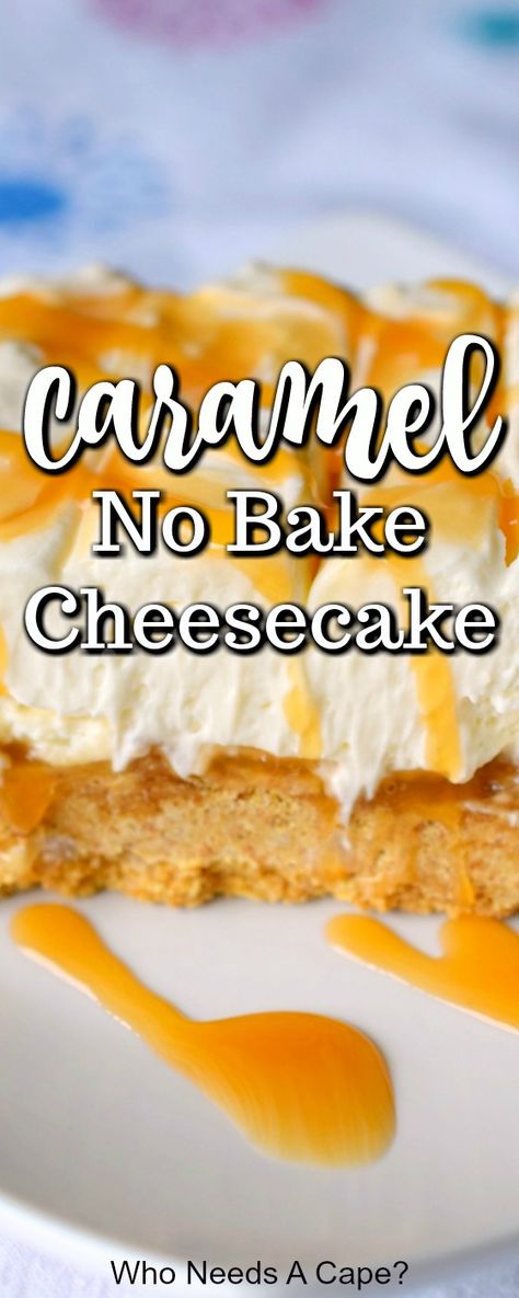 Caramel Fudge Cheesecake, No Bake Cheesecake Caramel, Carmel Desserts Easy, Quick Party Desserts Simple, No Bake Winter Dessert, Caramel No Bake Cheesecake, Fall Cheesecake Recipes No Bake, Easy Caramel Desserts Quick, Recipes With No Bake Cheesecake Filling