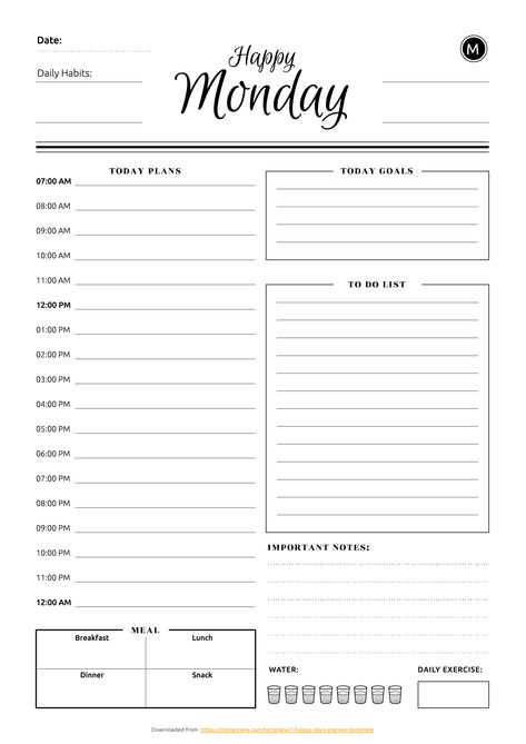 This daily planner is for weekly planning. Here you can find files for download. Each of them has seven sheets for each day: Monday, Tuesday, Wednesday, Thursday, Friday, Saturday and Sunday. Sections available in this template  #todolist #agenda #productivity #digitalpaper #planwithme Daily Planner Templates, Day Planner Template, Simple Daily Planner, Daily Work Planner, Printable Forms, Daily Planner Printables Free, Free Daily Planner, Memory Planner, Planner Diy