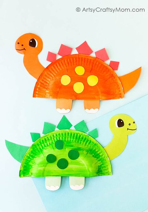 Paper Plate Dinosaur Craft, Paper Plate Dinosaur, Dino Craft, Dinosaur Crafts Preschool, Dinosaur Craft, Preschool Art Projects, Paper Plate Crafts For Kids, Toddler Arts And Crafts, Dinosaur Activities