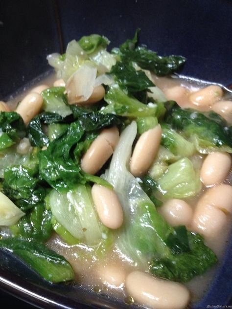 Escarole & Beans (Zuppa di Scarola e Fagioli) – 3 Italian Sisters Escarole And Beans, Escarole Recipes, Greens And Beans, Escarole Soup, Pasta Fagioli Recipe, Soup Base, Pasta Fagioli, Dried Beans, Bean Soup