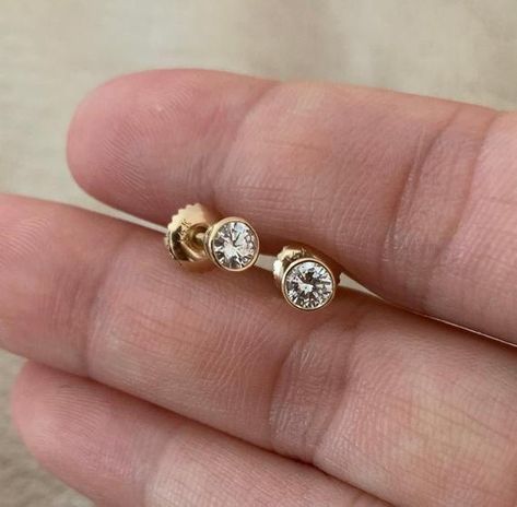 Diamond earrings studs real diamond earrings studs diamond | Etsy Tiny Diamond Earrings, Square Diamond Engagement Ring, Triangle Diamond Ring, Real Diamond Earrings, Gold Diamond Earrings Studs, Gold Bar Earrings, One Earring, Unique Diamond Engagement Rings, Simple Stud Earrings