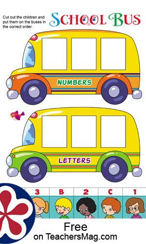 School Bus Order Worksheet Text on the picture: School Bus. Cut out the children and put them on the buses in the correct order. File Folder Games, Preschool Writing, Folder Games, Abc Order, Wheels On The Bus, Free Printable Worksheets, The Bus, Preschool Worksheets, Kindergarten Worksheets