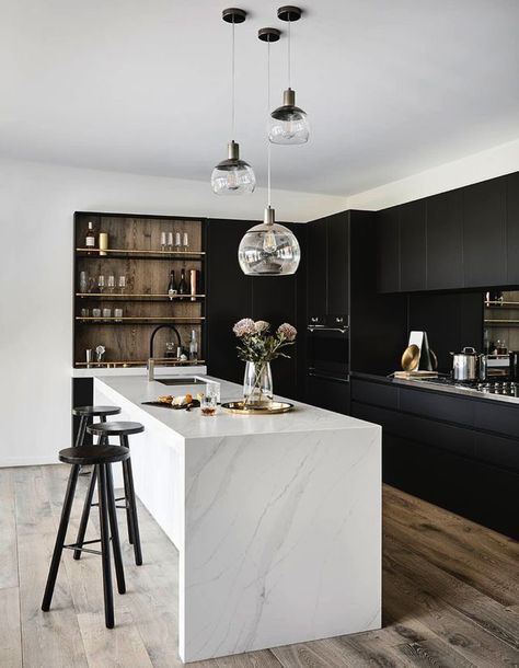 Dapur Skandinavia, Design Interior Modern, Modern Kitchen Interiors, Scandinavian Kitchen, Interior Modern, Black Kitchens, Design Case, Contemporary Kitchen, Modern Interior Design