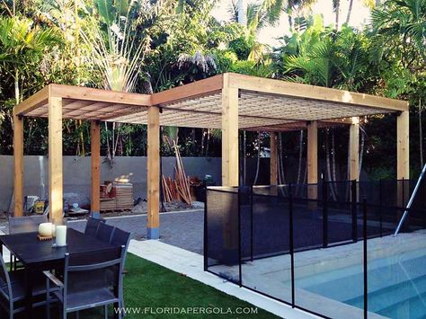 Contemporary Pergola in surfaced Western Red Cedar | Florida Pergola L Shaped Pergola, Contemporary Pergola, Pergola Construction, Modern Pergola Designs, White Pergola, Small Pergola, Pergola Carport, Cheap Pergola, Pergola Swing