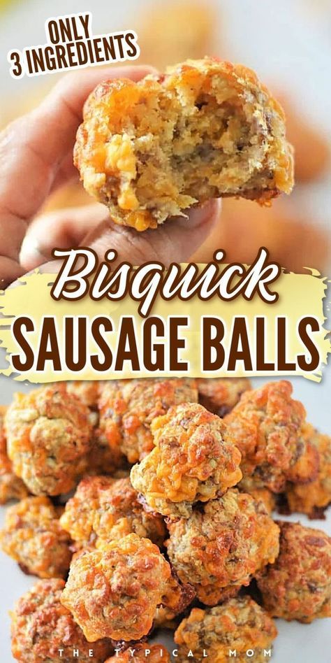 3-ingredient Bisquick balls are so easy to throw together and make the best holiday appetizer for any occasion. These easy sausage balls are made with Bisquick pancake mix, ground pork, and cheddar cheese that come together for a tasty party appetizer that kids will love. Check out how to make these easy Bisquick sausage balls today! Biscuit Sausage Balls, Bisquick Sausage Balls, Easy Sausage Balls Recipes, Bisquick Sausage, Sausage Balls Bisquick, Baked Appetizers, Sausage Balls Recipe, Appetizer Party, Bisquick Recipes