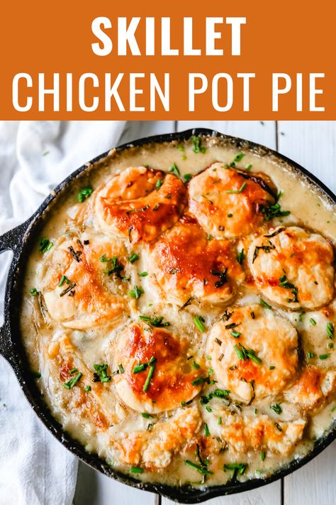 Skillet Chicken Pot Pie, Healthy Chicken Tacos, Easy Chicken Pot Pie Recipe, Easy Skillet Chicken, Modern Honey, Pie Easy, Chicken Pot Pie Recipe, Pot Pie Recipe, Easy Chicken Pot Pie