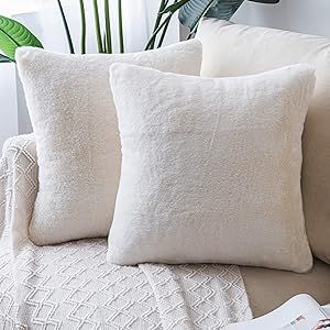 ATTIBUT Pack of 2 Soft Faux Fur Plush Pillow Covers 22x22 Inch/55x55cm Boho Decorative Pillows for Couch Cushion Covers Throw Pillows for Bed Gifts for Her Cream Ivory Throw Pillows For Bed, Pillows For Bed, Decorative Pillows For Couch, Couch Pillow Covers, Couch Cushion Covers, Couch Cushion, Faux Fur Pillow, Pillows For Couch, Luxury Pillows