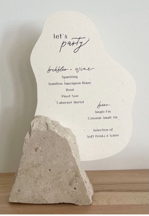 Neutral Whimsical Wedding, Earthy And Organic Wedding Style, Stone Seating Chart Wedding, Stone Theme Wedding, Stone Wedding Signage, Custom Wedding Details, Stone Wedding Decor, Studio Restore, Diy Modern Wedding