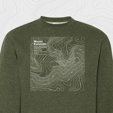 Mount Katahdin Maine Topographic Map Crewneck Sweatshirt - Etsy Guadalupe Peak, Mount Shasta California, Mount Whitney, Mount Shasta, Heather Green, Red Logo, Topographic Map, Heather Blue, Great Smoky Mountains