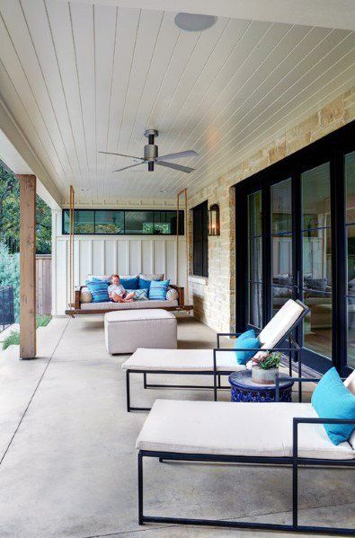 Top 70 Best Porch Ceiling Ideas - Covered Space Designs Porch Ceiling Ideas, Patio Ceiling Ideas, Exterior Ceiling Fans, White Porch, Traditional Porch, Shiplap Ceiling, Ceiling Materials, Tongue And Groove Ceiling, Porch Remodel