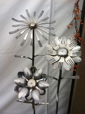 Metal Sculpture Artists, Metal Welding Art, Silverware Crafts, Silverware Art, Spoon Crafts, Spoon Art, Lawn Art, Welding Art Projects, Metal Tree Wall Art