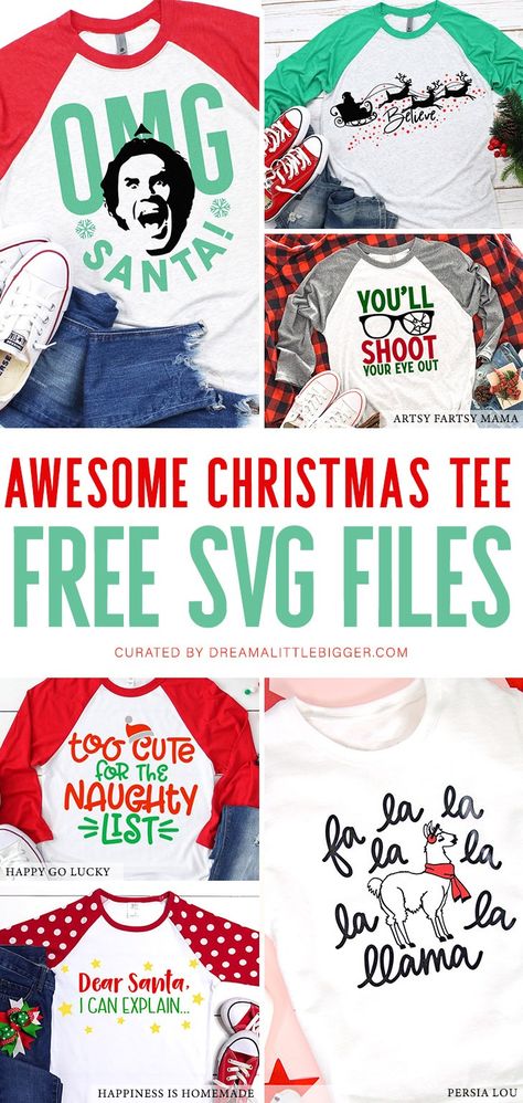 Free Christmas SVG Files Perfect for a Christmas Tee  ⋆ Dream a Little Bigger Free Christmas Svg Files, Nightmare Before Christmas Font, Christmas Fonts Alphabet, Free Christmas Svg, Christmas Fonts Free, Cricut Svg Files Free, Cricut Christmas Ideas, Christmas Shirt Svg, Holiday Fonts