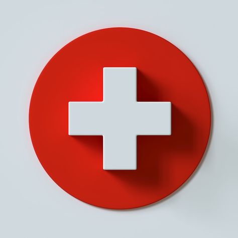 Red medical cross first aid symbol 3d re... | Premium Photo #Freepik #photo #ambulance-logo #swiss-flag #round-flag #switzerland-flag First Aid Symbol, Hospital Symbol, Photo Hospital, Ambulance Logo, Medical Cross, Swiss Flag, Hospital Logo, Switzerland Flag, Foto 3d