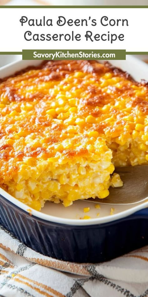 Want to impress your guests with a classic Thanksgiving side? Paula Deen’s Corn Casserole is easy to make and packed with deliciousness, making it a family favorite. Save this recipe now to ensure your Thanksgiving celebration is a hit! Easy Creamed Corn, Sweet Cream Corn, Creamed Corn Casserole, Creamed Corn Casserole Recipe, Sweet Corn Casserole, Cornbread Casserole Recipe, Corn Recipes Side Dishes, Cream Corn Casserole, Bowl Of Chili