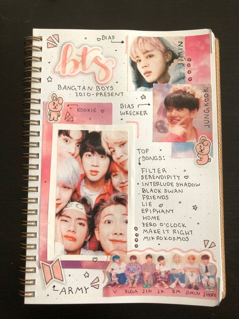 Tried my best at Kpop journaling. I modeled my spread after Amandarachlee’s BTS journal. Honestly, I don’t think it’s too bad! #bts #amandarachdoodles #kpop #kpopjournal #amandarachlee #lildoodles Kpop Journal Cover Ideas, Journal Spreads Kpop, K Pop Scrapbook Ideas, K Pop Scrapbook, Cute Journal Cover Ideas, Kpop Diary Ideas, Kpop Journal Cover, Bts Journal Ideas Aesthetic, Scrapbook Ideas Kpop