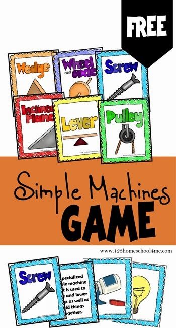 Simple Machines Game is a free printable science game for Kindergarten, 1st grade, 2nd grade, 3rd grade, 4th grade, and 5th grade students to learn about the six simple machines:Wedge, Wheel & Axel, Screw, Inclined Plane, Lever, and Pulley. Great for hands on science activities, review or summer learning! Simple Machines Unit, Simple Machines Activities, Simple Machine Projects, Game For Kindergarten, Inclined Plane, Fourth Grade Science, Chemistry Education, Simple Machine, Science Games