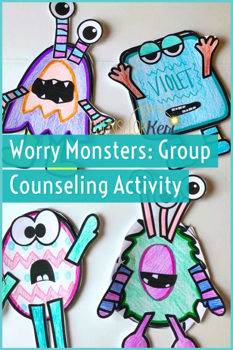 Worry Activities, Counselor Keri, Play Therapy Activities, Group Counseling Activities, Group Therapy Activities, Worry Monster, Coping Skills Activities, School Counseling Activities, Elementary School Counselor