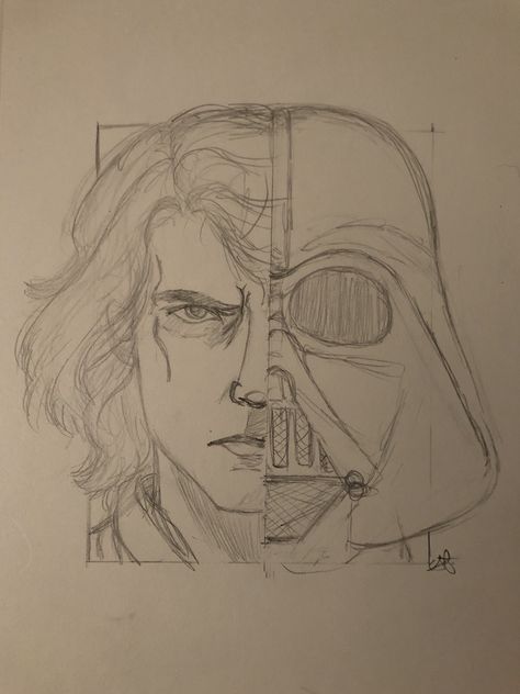 Darth Vader Dibujo, Vader Drawing, Darth Vader Drawing, Darth Vader Art, Star Wars Art Drawings, Anakin Darth Vader, Star Wars Painting, Drawing Stars, Revenge Of The Sith