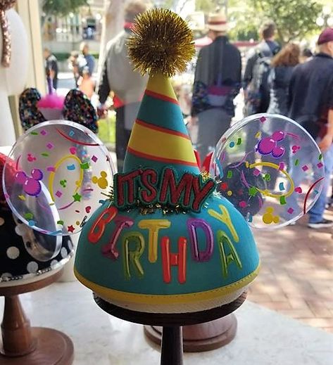 Disney Birthday Hat, Birthday Mickey Ears, Disneyland 2023, Disney Annual Passholder, Happy Birthday Disney, Disney Acrylic Nails, Disneyland Birthday, Diy Disney Ears, Disney Family Vacation Shirts