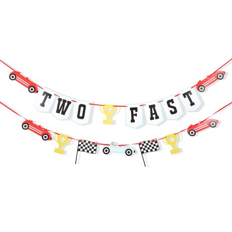 PRICES MAY VARY. Race Car High Chair Banner - Introducing Our Cool Two Fast Banner, Which Is Sure To Be A Hit With Many Little Race Car Fans And Add Lots Of Character To Baby Showers And Photos. Two Fast Decorations - Not Only Is It A Great Decoration For Birthday Parties, Race Car Themed Parties, Baby Showers And More, It Can Also Be Used As A Photo Prop To Capture The Moments Of The Party And As A Gift For Others. Fast Two Birthday Banner - Two Fast Banner Is Small In Size And Won't Take Up Mu Two Fast Two Furious Birthday, Two Fast Banner, 2nd Birthday Party Decorations, Two Fast Two Furious, Two Fast Birthday, Vintage Party Decorations, Car Themed Parties, Car Party, Race Car Party