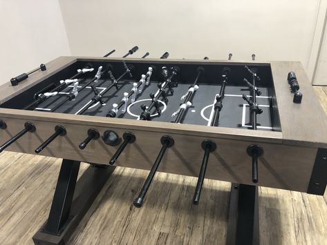 Foosball table Phooseball Table, Foosball Aesthetic, Snooker Room Design, Teen Hangout Room, Snooker Room, Hangout Room, House Redesign, Foosball Table, Wood Games