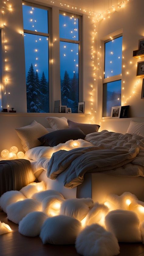 Cozy Home Aesthetic, Fairy Lights Decor, Home Decor Wallpaper, Bedroom Corner, Light Ideas, Room Ideas Aesthetic, Rustic Retreat, Home Aesthetic, Decor Wallpaper