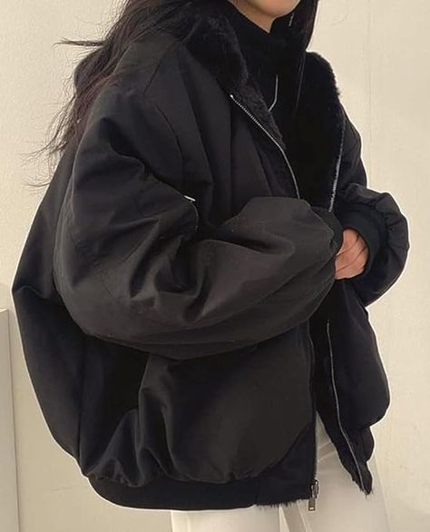 Oversized Hooded Jacket, Black Fleece Jacket, Aesthetic Clothing Stores, Parka Women, Korean Fashion Casual, Wool Winter, Winter Stil, Padded Coat, Cotton Coat