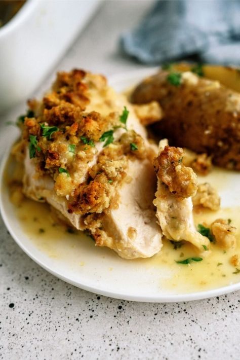 Chicken And Stuffing Bake, Chicken Stuffing Bake, Stuffing Bake, Light Sandwiches, Baked Chicken Recipes Oven, Zucchini Casserole Recipes, Chicken And Stuffing, Chicken Stuffing, Herb Stuffing