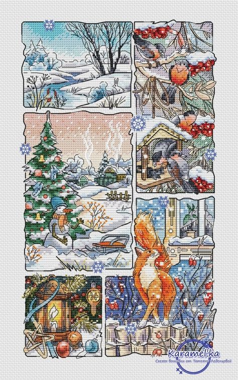 Winter Moments Cross Stitch Pattern, code TL-088 Tatyana Ledentsova | Buy online on Mybobbin.com Winter Cross Stitch Patterns, Dmc Cross Stitch, Beaded Hair Pins, Cross Stitch Christmas, Winter Cross Stitch, Cross Stitch Cards, Chart Design, Pillow Fabric, Cross Stitch Patterns Christmas