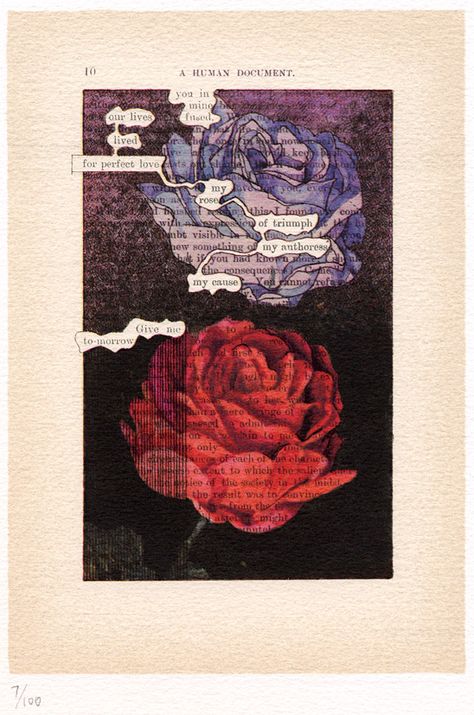 Tom Phillips : A Humument p.10: Give Me Tomorrow Blackout Poetry Art, Pastels Paintings, Roses Purple, Two Roses, Gcse Art Sketchbook, Book Page Art, Blackout Poetry, Poetry Art, Gcse Art