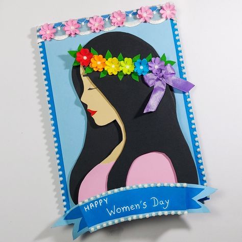 Womens Day Card, Happy Women's Day Card, Paper Card Ideas, Birthday Card For Sister, How To Make Greetings, Women's Day Cards, Teachers Day Greetings, Diy Father's Day Crafts, Handmade Greeting Card Designs