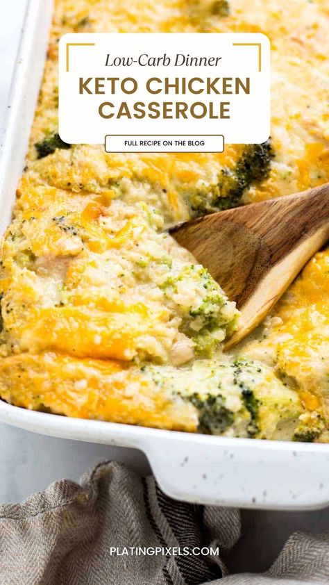 Dig in to a comforting, low-carb dinner with our Cheesy Keto Chicken Broccoli Casserole! This hearty American cuisine dinner combines juicy chicken breast, crisp broccoli, and cauliflower rice, all smothered in a creamy, cheesy sauce. Perfect for fall or quick weeknight meals, this healthy recipe idea is ready in just 30 minutes and packed with flavor. Satisfy your comfort food cravings while staying on track with your keto diet. Get the full recipe on our website! Keto Chicken Broccoli Casserole, Keto Chicken Broccoli, Broccoli Cauliflower Casserole, Cauliflower Rice Casserole, Juicy Chicken Breast, Keto Chicken Recipes, Keto Chicken Casserole, American Dinner, Broccoli Rice Casserole